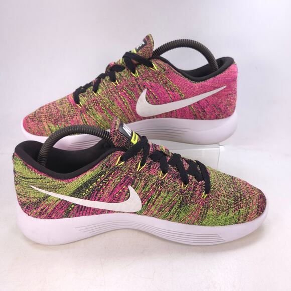 Nike Lunar Epic Flyknit 2 Athletic Running Shoe Men Size 8 844862-999 Pink Green - Picture 5 of 10